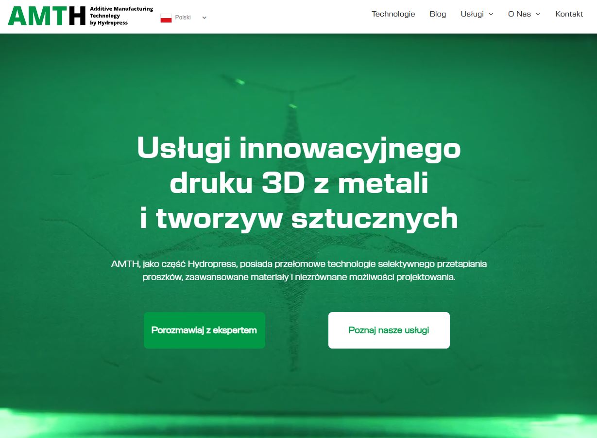 AMTH jako platforma usługowa druku 3D z metali i tworzyw sztucznych 